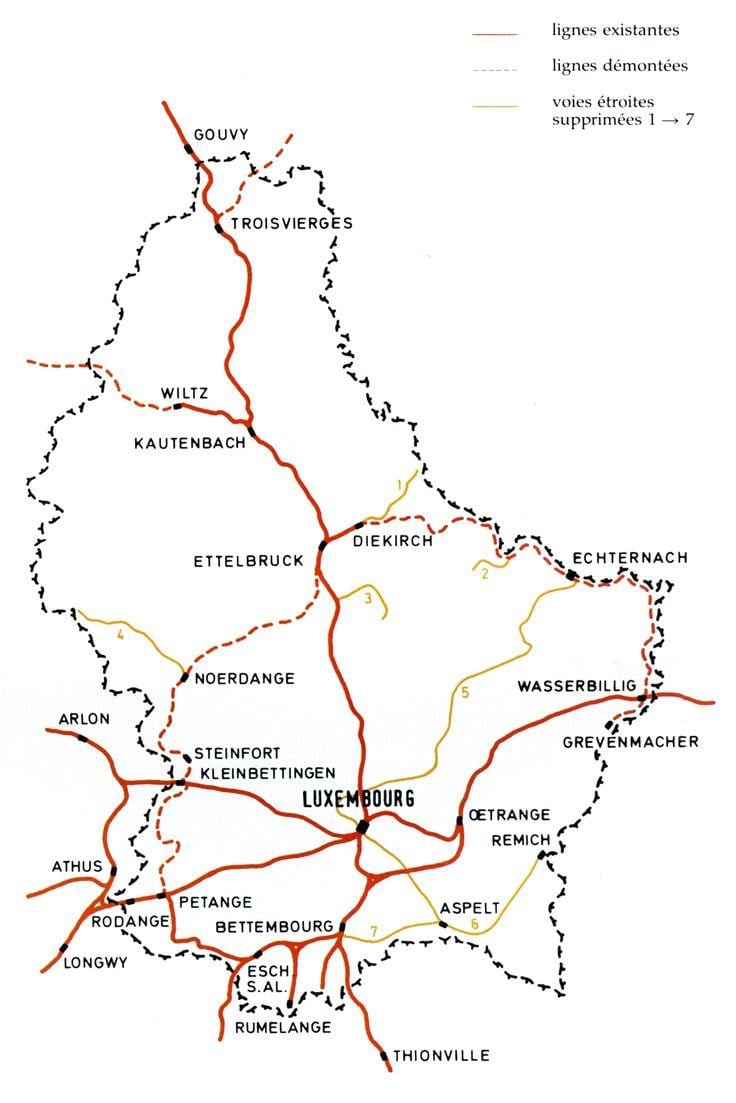 Lúxemborg járnbrautum kort